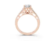 Cushion Cut Graduated Pave Cathedral Solitaire Engagement Ring Setting | Scroll Cut-Outs | Rose Gold