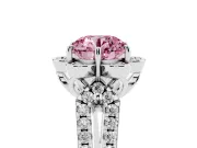 Round Petal Frame Floral Halo Engagement Ring Setting for a Fancy Pink Lab-Grown Diamond | Pavé Split Shank | White Gold