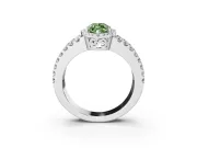 Fancy Green Marquise Cut Diamond Halo Ring Set in Platinum with Pavé Split Shank and Prong Setting