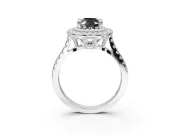 Fancy Black Oval Lab-Grown Diamond Double Halo Statement Ring Set in Platinum with Pavé Band