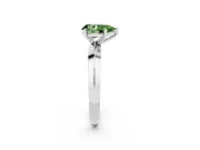 Fancy Green Pear Cut Diamond Solitaire Engagement Ring Set in Platinum with Flat Band and Prong Setting
