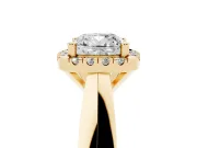 Cushion Cut Halo Engagement Ring Setting | Square Profile Band | Yellow Gold