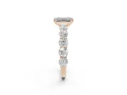 Emerald Cut Side Stone Engagement Ring Setting | Scalloped Prong Accents | Rose Gold