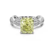 Radiant Cut Vintage Engagement Ring Setting for a Fancy Yellow Lab-Grown Diamond | Graduated Stations | Platinum
