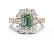 Emerald Cut Vintage Halo Engagement Ring Setting for a Fancy Green Lab-Grown Diamond | Rose Gold