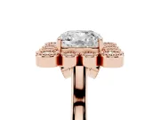 Cushion Cut Vintage Milgrain Bezel Cluster Halo Engagement Ring Setting | Plain Band | Rose Gold