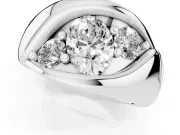 Oval Three Stone Bypass Engagement Ring Setting | Sculpted Crossover Band | White Gold