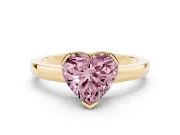 Fancy Pink Heart Cut Diamond Solitaire Ring Set in Yellow gold with Prong Head and Smooth Polished Band