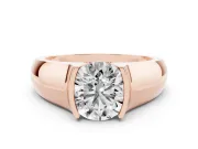 Round Half Bezel Solitaire Engagement Ring Setting | Wide Band | Rose Gold