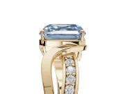 Asscher Cut Bypass Solitaire Engagement Ring Setting for a Fancy Blue Lab-Grown Diamond | Pavé Strands | Yellow Gold