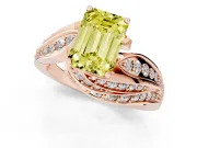 Emerald Cut Bypass Hidden Halo Engagement Ring Setting for a Fancy Yellow Lab-Grown Diamond | Graduated Pavé | Rose Gold