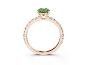 Oval Pave Solitaire Engagement Ring Setting for a Fancy Green Lab-Grown Diamond | Shared Prong Band | Rose Gold