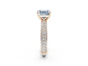Asscher Cut Domed Pavé Engagement Ring Setting for a Fancy Blue Lab-Grown Diamond | Rose Gold