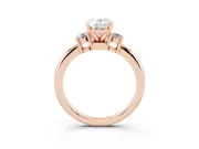Oval Three Stone Engagement Ring Setting | Round Side Stones | Rose Gold