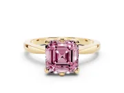 Asscher Cut Tapered Solitaire Engagement Ring Setting for a Fancy Pink Lab-Grown Diamond | Claw Prong Head | Yellow Gold