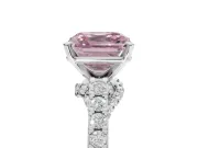 Asscher Cut Pavé Engagement Ring Setting for a Fancy Pink Lab-Grown Diamond | Crossover Gallery | Sterling Silver