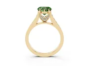 Heart-Shaped Graduated Pavé Engagement Ring Setting for a Fancy Green Lab-Grown Diamond | Yellow Gold