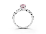 Fancy Pink Emerald Cut Diamond Solitaire Ring Set in Silver with Twisted Marquise Accent Band