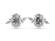 Oval Lab-Grown Diamond Nature Stud Earrings | Marquise Leaves | Sterling Silver