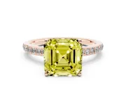 Asscher Cut Hidden Halo Engagement Ring Setting for a Fancy Yellow Lab-Grown Diamond | Rose Gold
