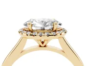 Oval Halo Engagement Ring Setting | Plain Polished Band | Yellow Gold