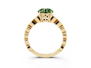 Round Milgrain Solitaire Engagement Ring Setting for a Fancy Green Lab-Grown Diamond | Yellow Gold