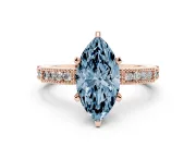 Marquise Vintage Pavé Engagement Ring Setting for a Fancy Blue Lab-Grown Diamond | Rose Gold