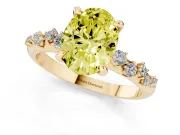 Oval Graduated Accent Engagement Ring Setting for a Fancy Yellow Lab-Grown Diamond | Yellow Gold
