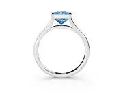 Fancy Blue Bezel Set Radiant Cut Diamond Solitaire Ring Set in Silver with Tapered Band