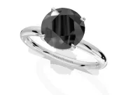 Round Hidden Halo Engagement Ring Setting for a Black Center | Thin Plain Band | White Gold
