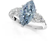 Marquise Three-Stone Ring Setting for a Fancy Blue Lab-Grown Diamond | Pear Side Stones | Platinum