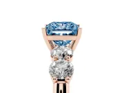 Princess Cut Five Stone Engagement Ring Setting for a Fancy Blue Lab-Grown Diamond | Prong Set Side Stones | Rose Gold