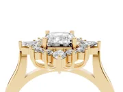 Emerald Cut Cluster Halo Engagement Ring Setting | Yellow Gold