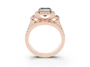 Asscher Cut Halo Split Shank Engagement Ring Setting for a Black Center | Rose Gold