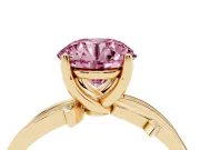 Round Twisted Pavé Engagement Ring Setting for a Fancy Pink Lab-Grown Diamond | Pavé and Plain Strands | Yellow Gold