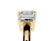 Emerald Cut Three Stone Engagement Ring Setting | Large Side Stones | Yellow Gold