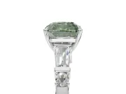 Cushion Cut Tapered Baguette Engagement Ring Setting for a Fancy Green Lab-Grown Diamond | Platinum