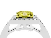 Princess Cut Framed Halo Engagement Ring Setting for a Fancy Yellow Lab-Grown Diamond | Graduated Pavé | Sterling Silver