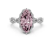 Marquise Halo Engagement Ring Setting for a Fancy Pink Lab-Grown Diamond | Sterling Silver - Design NV-24725