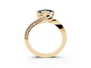 Asscher Cut Bypass Pavé Engagement Ring Setting for a Black Center | Swept Shoulders | Yellow Gold