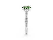 Fancy Green Oval Cut Diamond Pavé Band Ring Set in Platinum with Prong-Set Center Stone