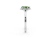 Pear-Shaped Halo Engagement Ring Setting for a Fancy Green Lab-Grown Diamond | Plain Polished Band | Platinum
