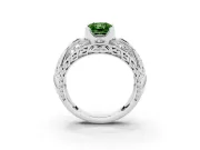 Radiant Cut Art Deco Engagement Ring Setting for a Fancy Green Lab-Grown Diamond | White Gold