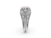 Asscher Cut Vintage Bezel Engagement Ring Setting for a Fancy Pink Lab-Grown Diamond | Milgrain Band | Sterling Silver