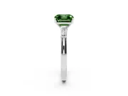 Fancy Green Asscher Cut Diamond Solitaire Ring Set in White gold with Tapered Baguette Side Stones and Prong Setting