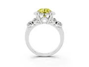 Round Floral Engagement Ring Setting for a Fancy Yellow Lab-Grown Diamond | Petal Frame | Platinum