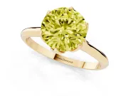 Fancy Yellow Round Cut Diamond Solitaire Cathedral Ring Set in Yellow gold with Prong Setting