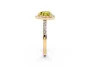Fancy Yellow Heart Cut Diamond Halo Pavé Solitaire Ring Set in Yellow gold with Prong-Set Center Stone
