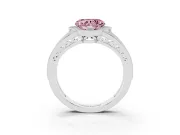 Fancy Pink Heart Cut Diamond Halo Ring Set in Silver with Accent Split Shank and Prong Setting