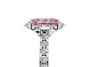Emerald Cut Floral Petal Engagement Ring Setting for a Fancy Pink Lab-Grown Diamond | Petal Accents | White Gold